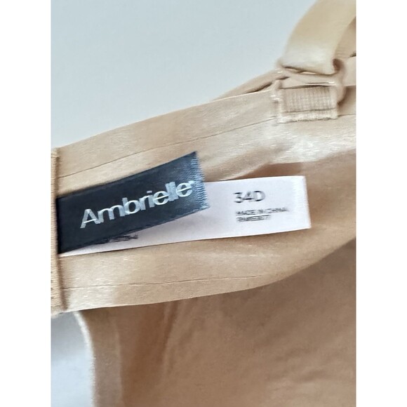 Ambrielle Bra 34D Beige Push Up Plunge Underwire Adjustable Straps NWT RN93677 - Picture 6 of 9